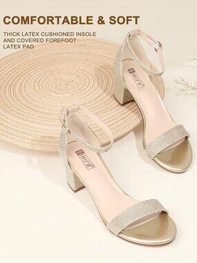 Women's Cookie-LO Low Block Heels Chunky Sandals Ankle Strap Wedding Dress Pump